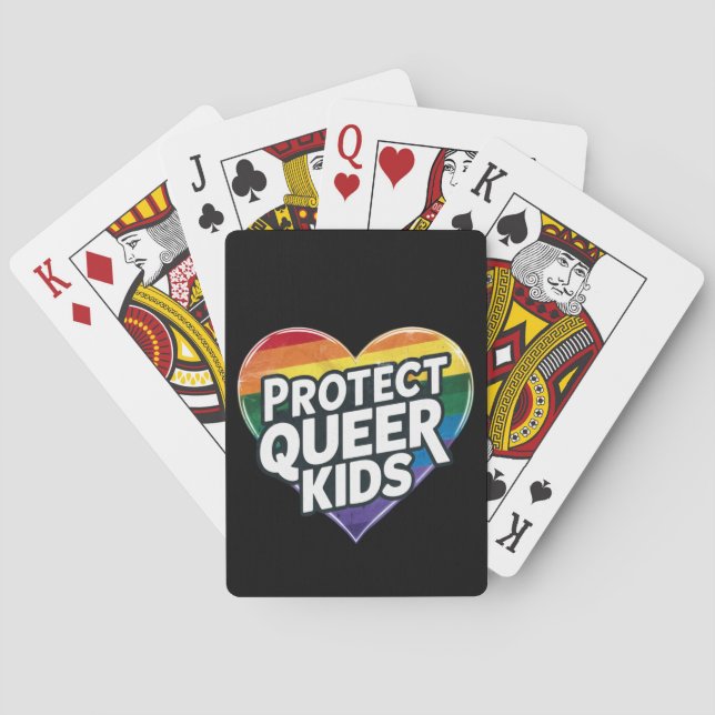  Protect Queer Kids  Rainbow Heart  LGBT Pride  Playing Cards (Back)