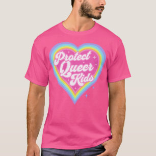 Protect Queer Kids Retro Rainbow Heart LGBTQ Kawai T-Shirt