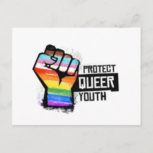Protect Queer Youth - Progress Pride Fist Postcard