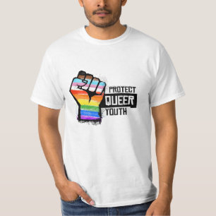 Protect Queer Youth - Progress Pride Fist T-Shirt