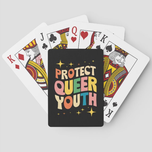 Protect Queer Youth Protect Trans Kids LGBTQ Playing Cards (Back)