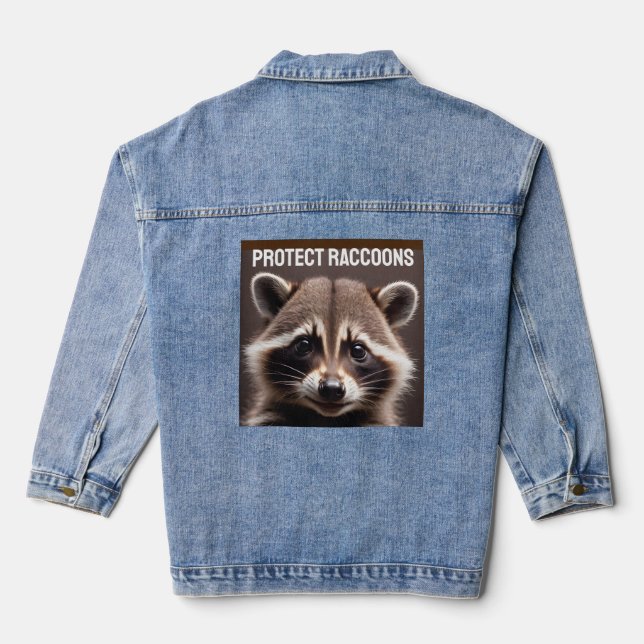 PROTECT RACCOONS Denim Jean Jacket (Back)