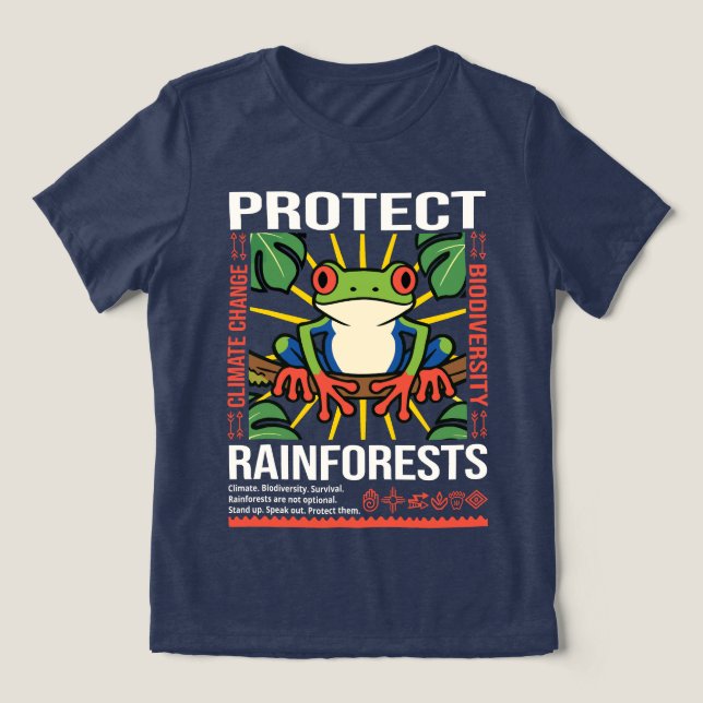 Protect Rainforests Environmental Awareness Tri-Blend Shirt (Design Front)