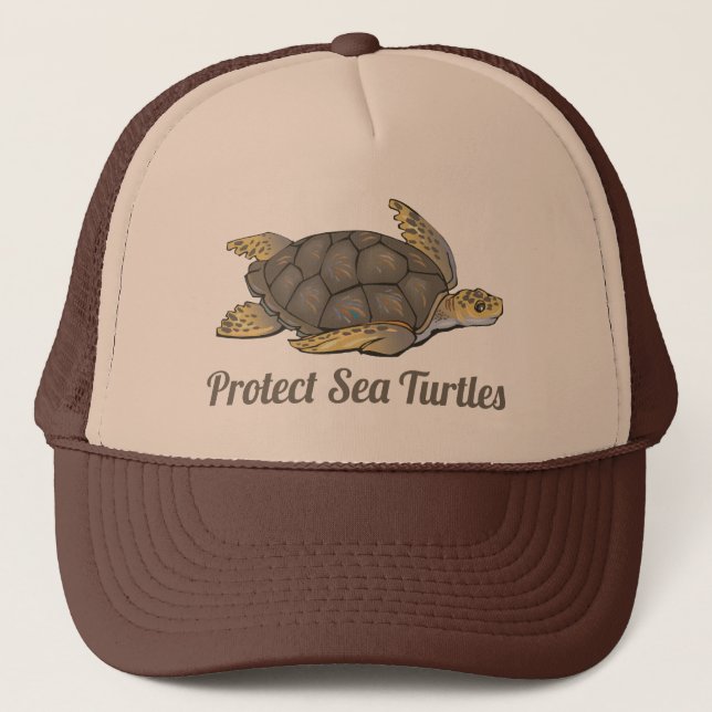 Protect Sea Turtles Ocean Habitats Endangered Trucker Hat (Front)