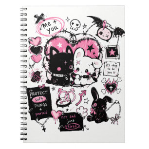 Protect Soft Things Pastel Goth Anime Notebook