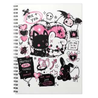 Protect Soft Things Pastel Goth Anime Notebook