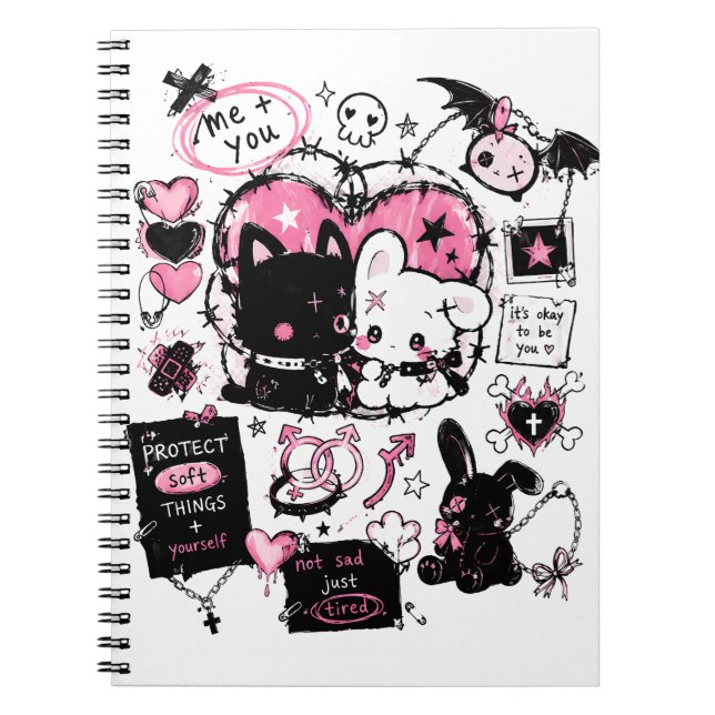 Protect Soft Things Pastel Goth  Anime  Notebook (Front)