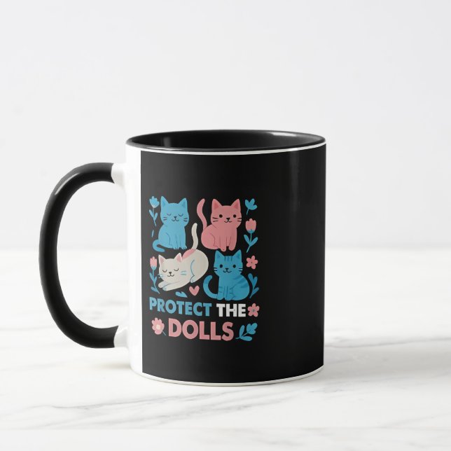 Protect the Dolls Equality Trans LGBT cats Lover  Mug (Left)