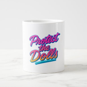 Protect the Dolls Neon Retro Art Large Coffee Mug