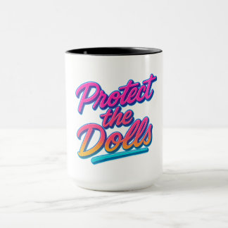 Protect the Dolls Neon Retro Art Mug
