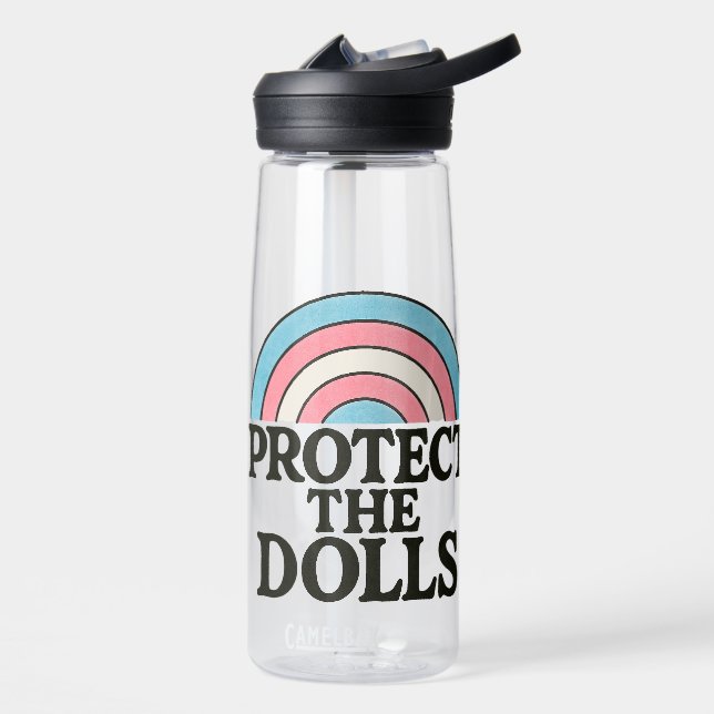 Protect the Dolls Trans Flag Illustration          Water Bottle (Left)
