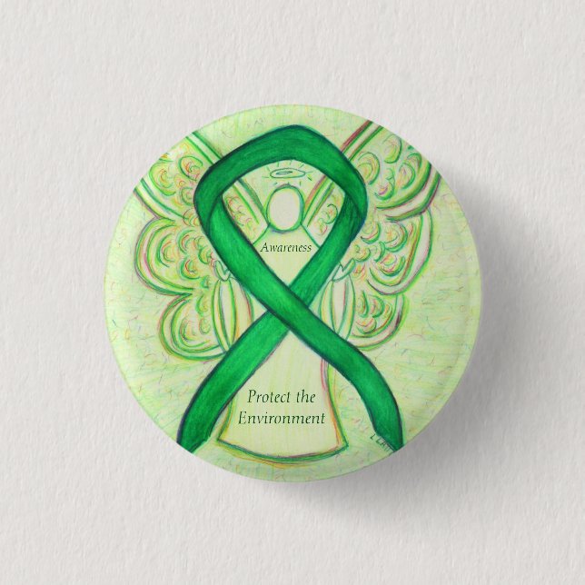 Protect the Environment Awareness Ribbon Angel Pin (Front)