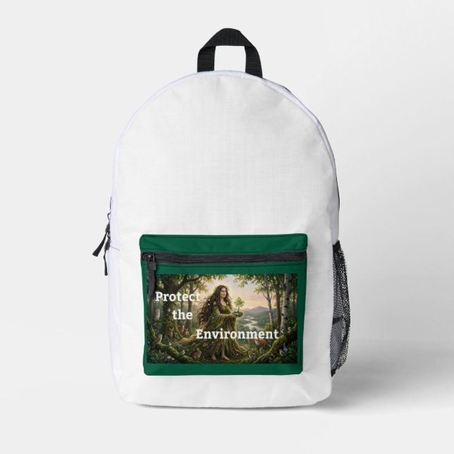Protect the Environment  Printed Backpack (Front)