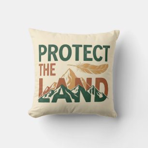 "Protect the Land" Mountains with Feather  Cushion