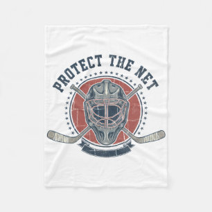 Protect The Net Hockey Lover Puck Design Fleece Blanket