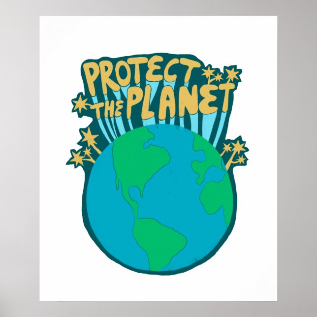 PROTECT THE PLANET SAVE EARTH Eco Green Art Poster (Front)