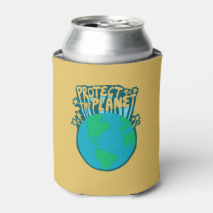 PROTECT THE PLANET SAVE EARTH Eco Green Can Cooler