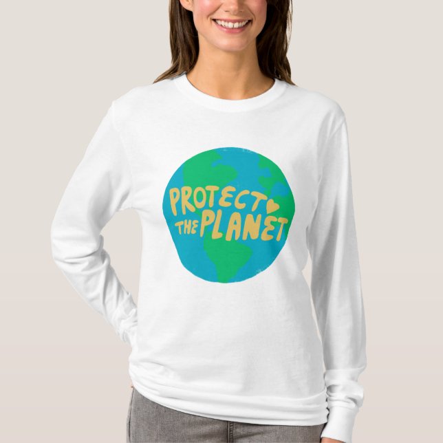 PROTECT THE PLANET SAVE EARTH Eco Green T-Shirt (Front)