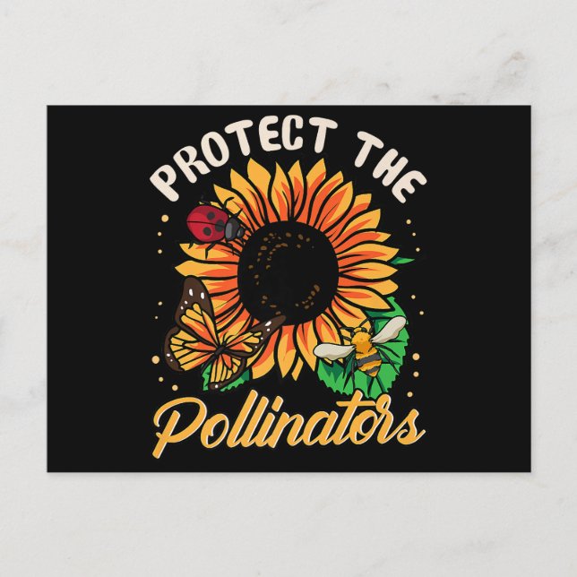 Protect The Pollinators Save the Bees Cute Sunflow Postcard (Front)
