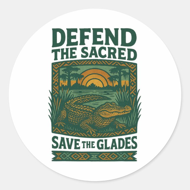 Protect The Sacred Save Everglade Alligator Protes Classic Round Sticker (Front)