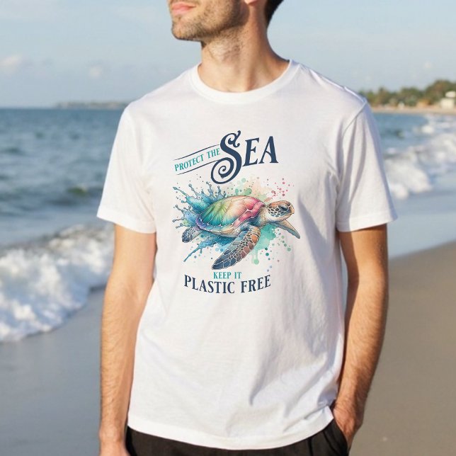 Protect the Sea Plastic Free Turtle Lover T-Shirt (Protect the Sea Plastic Free Turtle Lover T-Shirt)