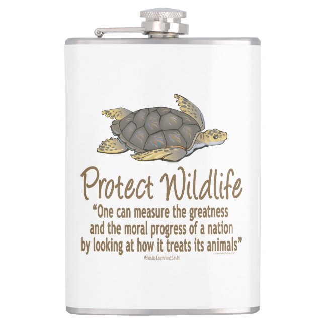 Protect the Sea Turtles Hip Flask (Front)