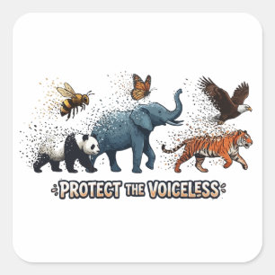 Protect The Voiceless Endangered Animals Wildlife Square Sticker