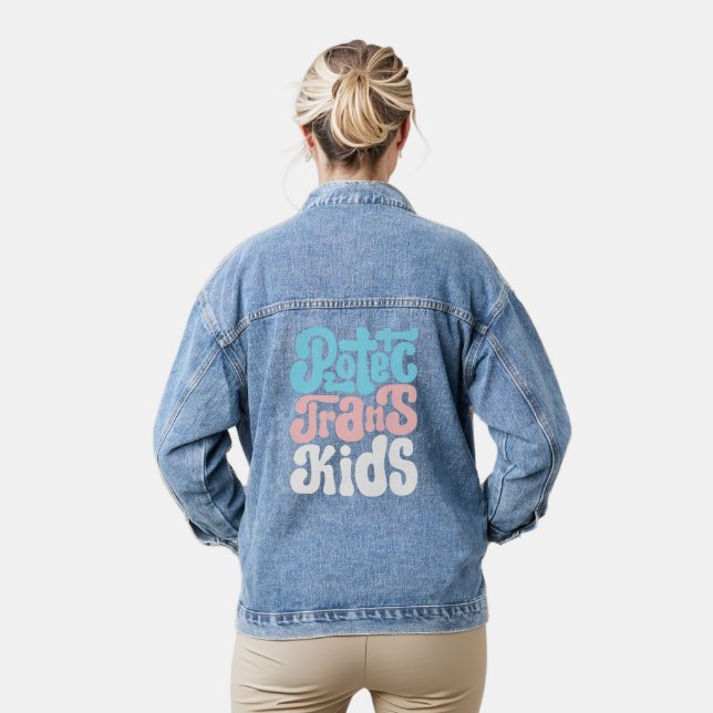Protect Trans Kids Denim Jacket (Model)