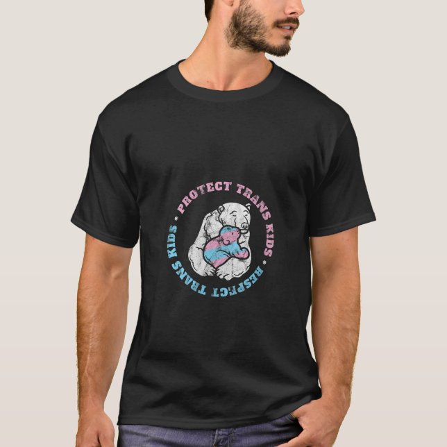 Protect Trans Kids Mama Bear Papa Bear Ally Trans  T-Shirt (Front)