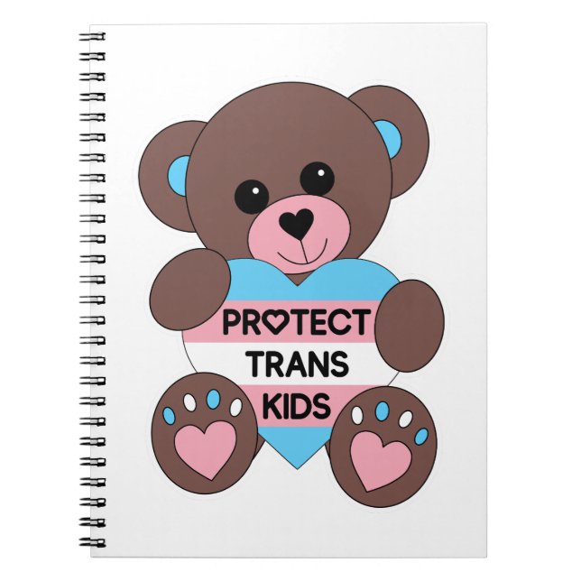 Protect Trans Kids Pride Flag Teddy Bear Notebook (Front)