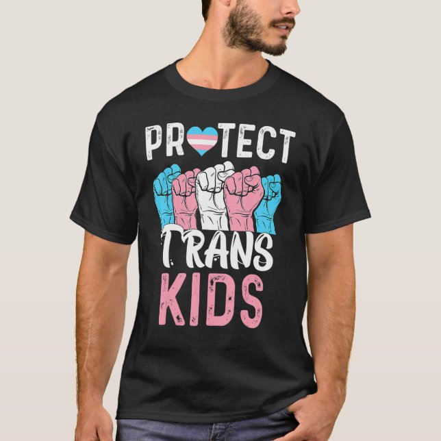 Protect Trans Kids Transgender Pride Cute Heart Lg T-Shirt (Front)