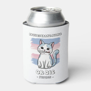 Protect Trans People or Die - Fierce Cat Can Cooler