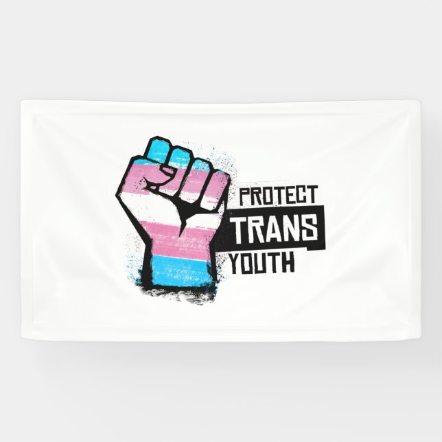 Protect Trans Youth - Pride Fist Banner (Horizontal)