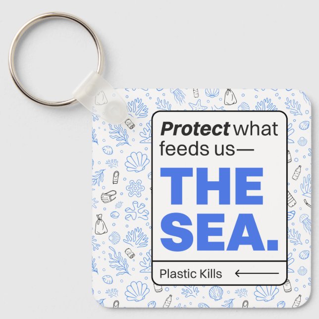 Protect What Feeds Us: The Sea | Ocean Pollution  Key Ring (Front)