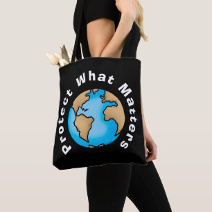 Protect What Matters Eco Earth Design Tote Bag