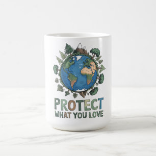 Protect What You Love" Environmental Earth Design Coffee Mug