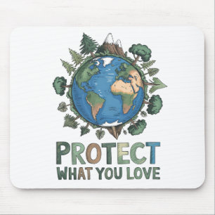Protect What You Love" Environmental Earth Design Mouse Pad