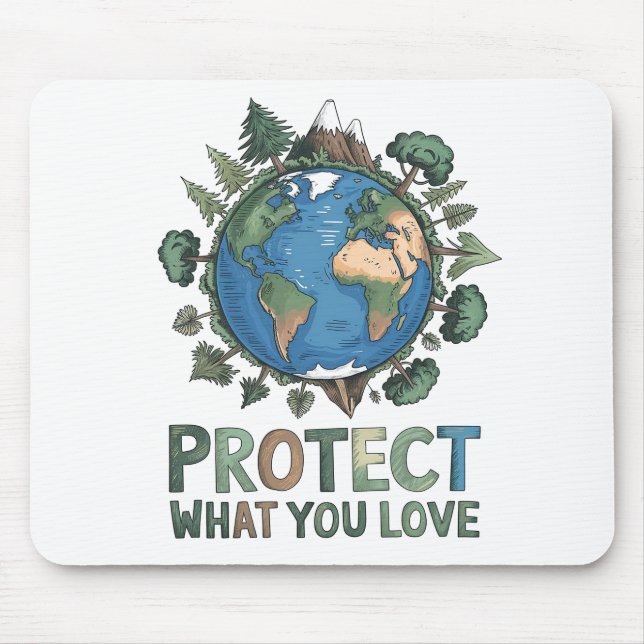 Protect What You Love" Environmental Earth Design  Mouse Pad (Front)