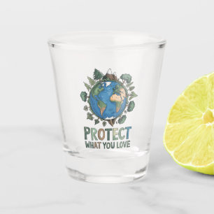 Protect What You Love" Environmental Earth Design Shot Glass
