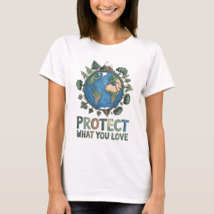 Protect What You Love" Environmental Earth Design  T-Shirt