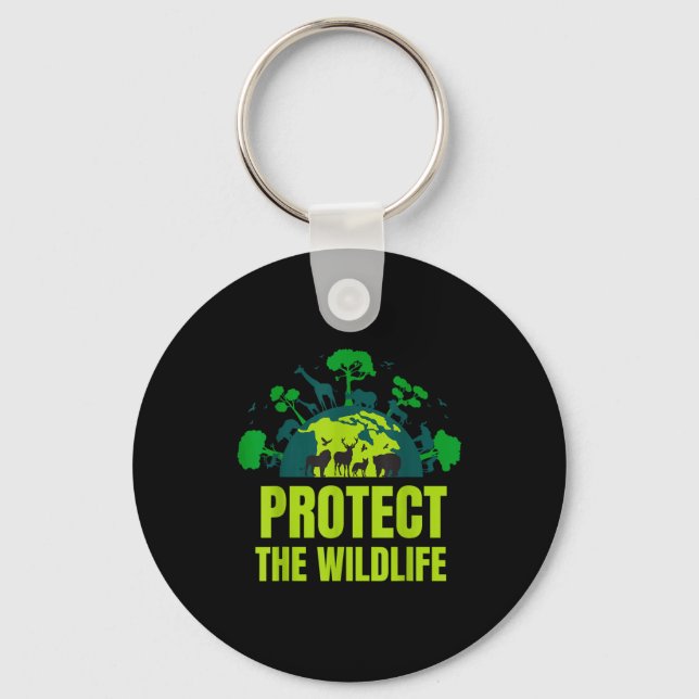 Protect wildlife nature _ earth day save animals key ring (Front)