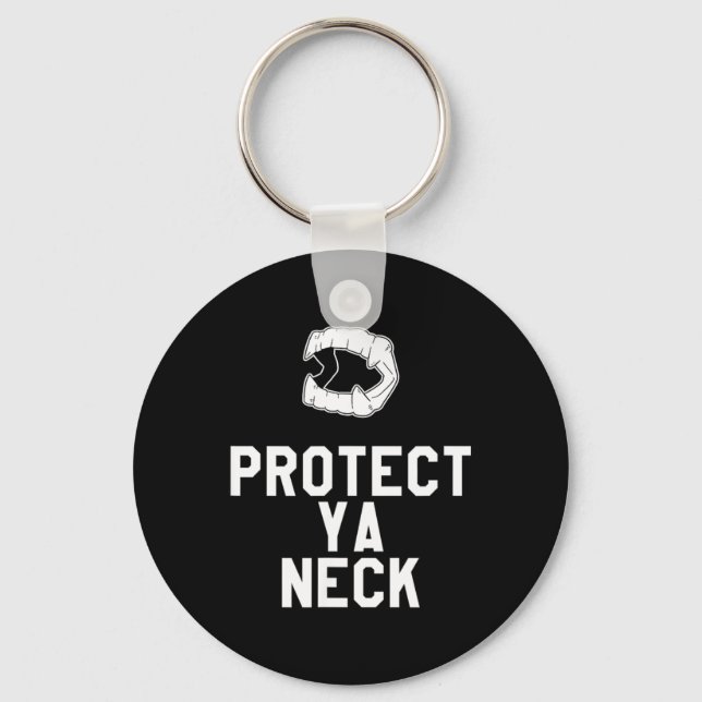 Protect Ya Neck Funny Halloween Vampire Teeth Key Ring (Front)