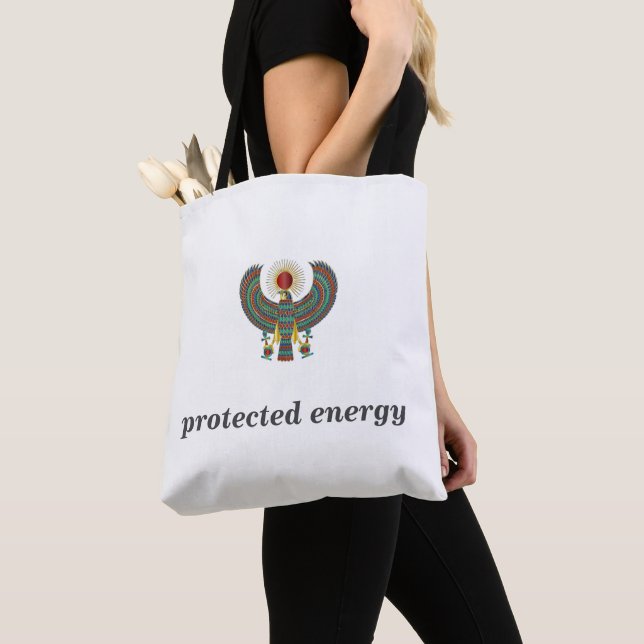 Protect Your Energy Horus Eye Egyptian Symbol Desi Tote Bag (Close Up)