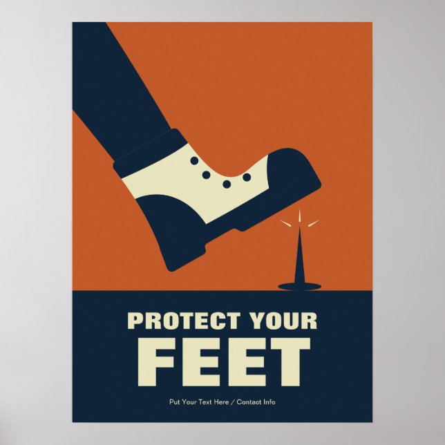 Protect Your Feet Workspace Safety Retro Poster (Front)