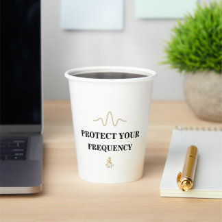 PROTECT YOUR FREQUENCY – Minimal Gold Wave Energy Paper Cups