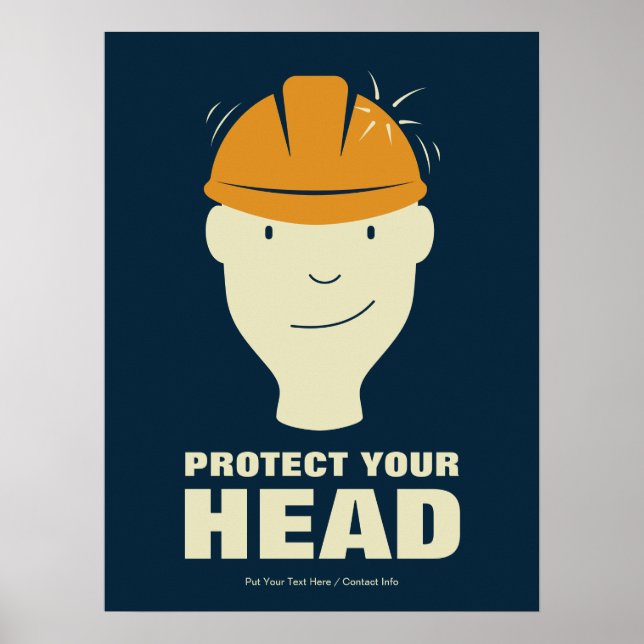 Protect Your Head Workspace Safety Retro Poster (Front)