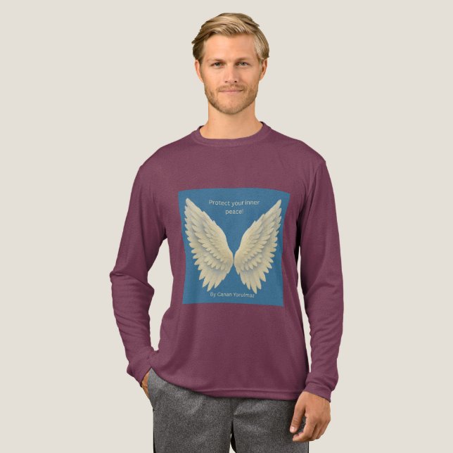 Protect Your Inner Peace Spiritual Wings Long Slee Tri-Blend Shirt (Full Front)