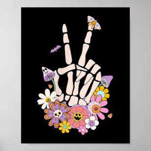 Protect Your Peace Flower Skull Skeleton Hand Ment Poster