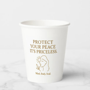 Protect Your Peace — Minimalist Self-Care Quote Paper Cups