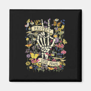 Protect Your Peace Retro Wildflower Mental Health Magnet